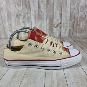 Converse raw papers All Star Low Top Sneakers Cream Red Camo Print Lace Womens 8